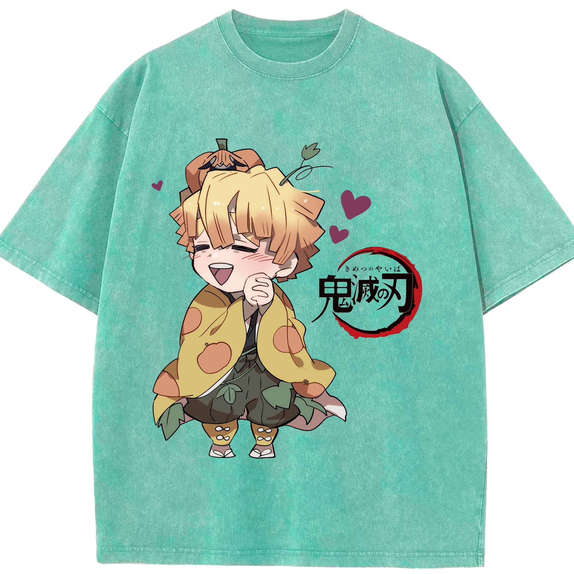 （画像用） 鬼滅の刃（きめつのやいば）我妻 善逸／あがつま ぜんいつ Agatsuma Zenitsu 綿100% ヴィンテージ風 半袖Tシャツ（フロントプリント）